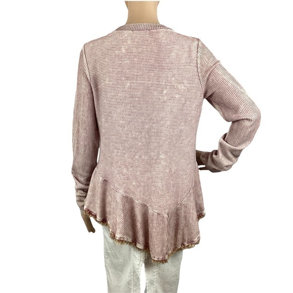 Altar'd State Top Size S Dusty Pink Ribbed Asymmetric Hem Long Sleeve - Picture 5 of 6